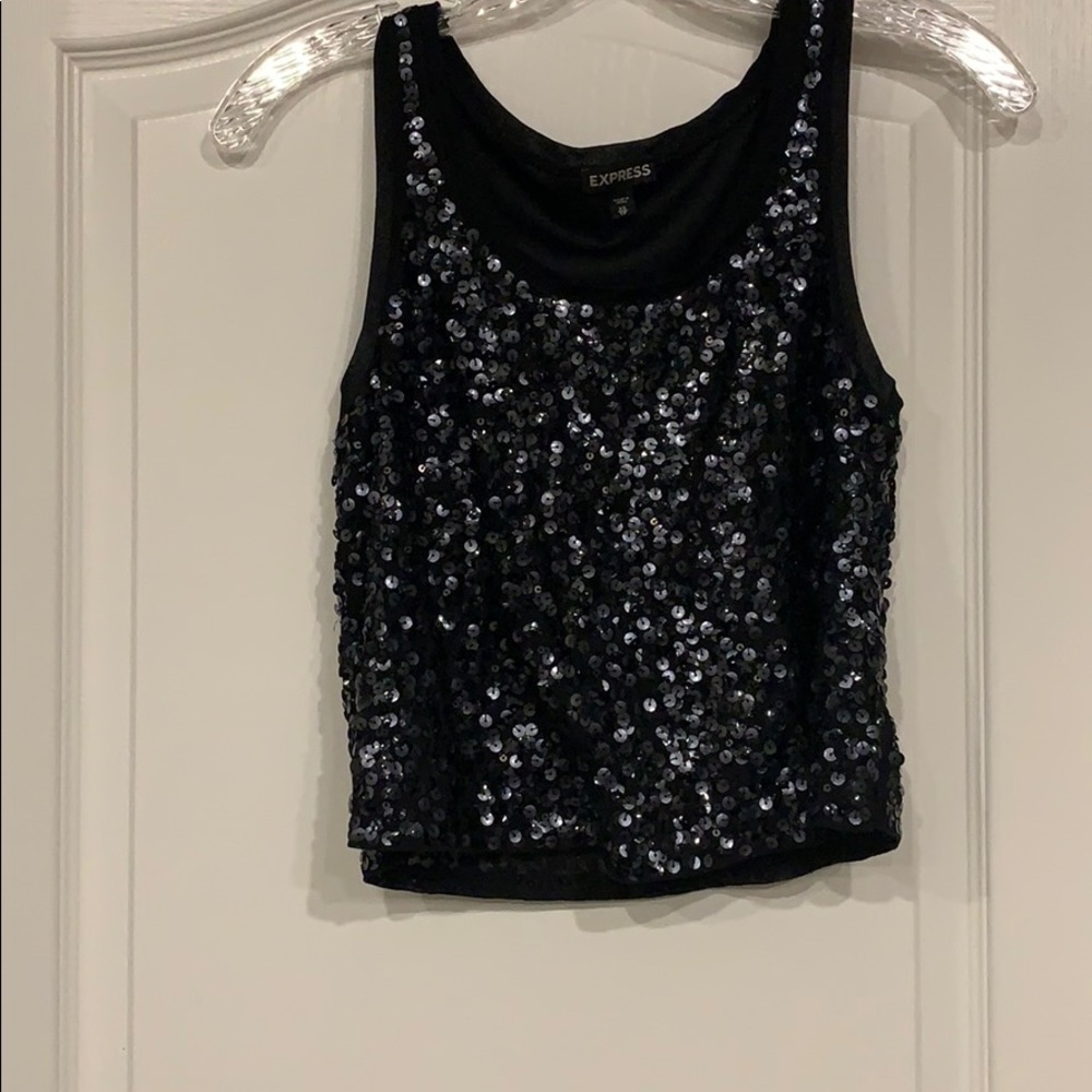 Sleeveless sequins cropped tank